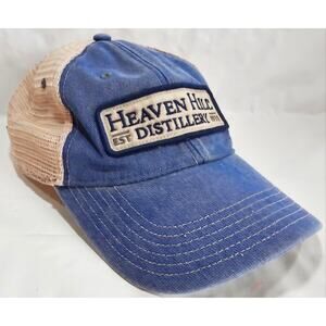 Heaven Hill Distillery Truckers Hat Adjustable Unstructured Mesh Back Denim/Tan